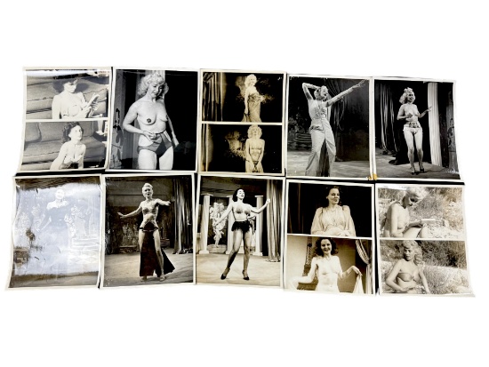 Vintage 1950'S Original Burlesque Nude Pin Up Model Risque 8x10 Black And White Photographs