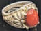 Men's sterling silver red coral ring