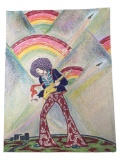 VINTAGE Original Hand Drawing on Paper by Dwight Russ (JIMI HENDRIX)