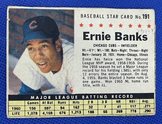 Ernie Banks Post Cereal 1960s card