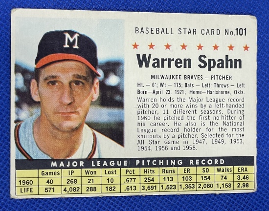 Warren Spahn Post Cereal 1960s card
