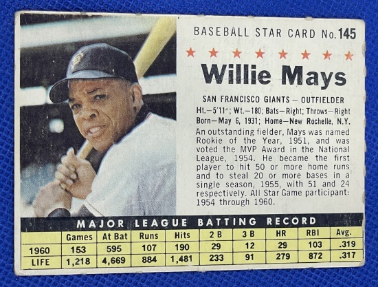 Willie Mays Post Cereal 1960s card