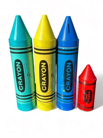 Vintage 1980's Crayola crayon banks