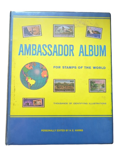 Loaded vintage Harris Ambassador stamp album