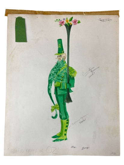 WIZARD OF OZ SKETCH ART COSTUME DESIGN DRAWING PRODUCTION BY GEOFFREY BEENE