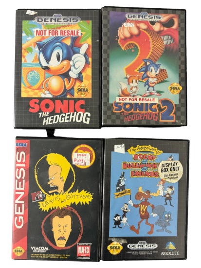 Vintage 1990s Genesis SEGA Sonic The Hedgehog, Beavis & Butt-Head & Rocky & Bullwinkle & Friends