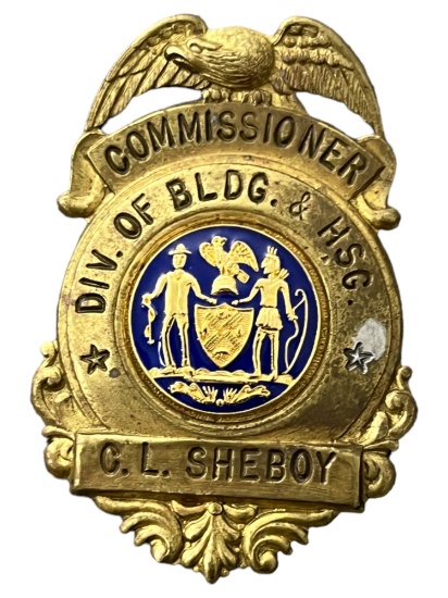 VINTAGE OBSOLETE POLICE BADGE COMMISSIONER DIV OF BLDG & HSG