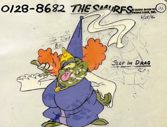 The Smurfs Original Animation Production Cel Cartoon Hanna-Barbera Vintage Rare