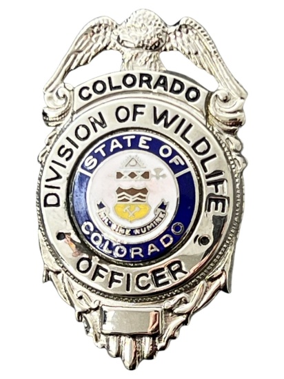 VINTAGE OBSOLETE POLICE BADGE WILDLIFE DIVISION COLORADO