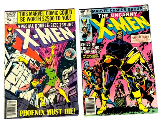 X-MEN # 137 136 MARVEL VINTAGE COMIC BOOK COLLECTION LOT