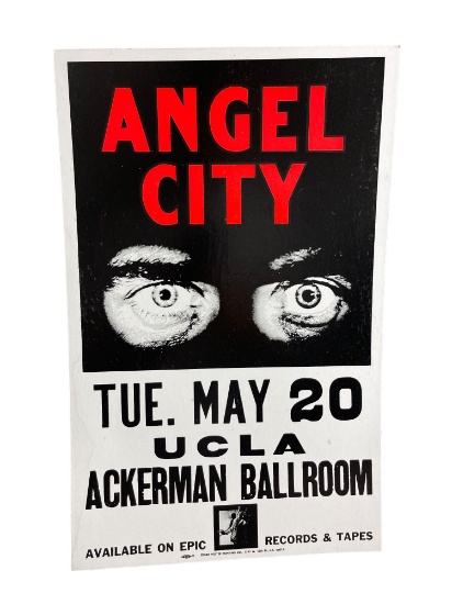 Vintage Angel City Epic Records Ackerman Ballroom Concert Poster on Cardboard