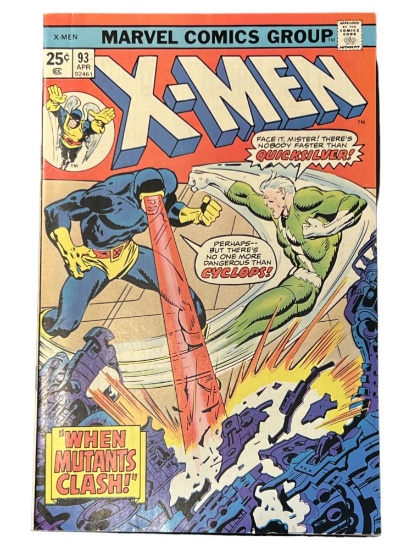 X-Men #93 Quicksilver and Cyclops Cover Marvel Comic Book