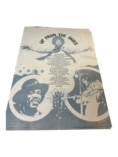 Vintage Original Jimi Hendrix Original Space Cowboy & Up from the Skies 1967 Poster Approx 16"x21"