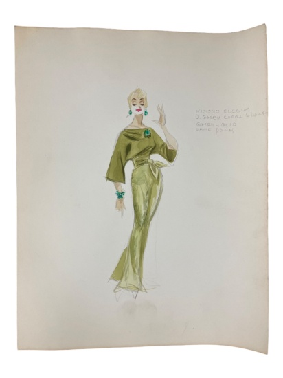 Vintage Sketch Art Costume Design Drawing Production By Bob Robert Carlton Size 11 1/2"x14 1/2"