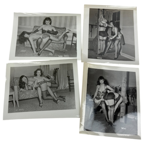 Vintage Original Bettie Page Photo Lot (4) â€“ Irving Klaw Production