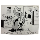 Vintage Erotic Nude Cartoon Ink Hand Drawing For Magazine Production Lot