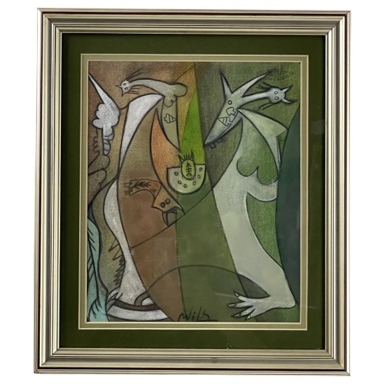 Pastel on Paper Abstract Painting Wifredo Lam -