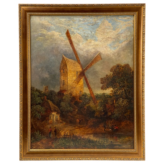John Constable (British, 1776â€“1837) â€“ Windmill Near Brighton, East Sussex, Oil on Canvas, Framed