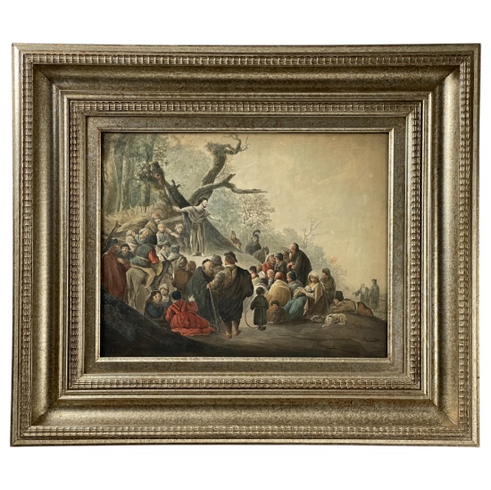 Jacob de Wit (Dutch, 1695â€“1754) â€“ Predication, Religious Watercolor on Paper, Exhibited, Framed