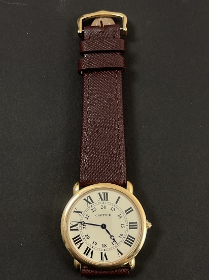 CARTIER Ronde Louis Cartier Manual Watch 18k Rose Gold White Dial