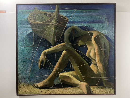 Soonpongsri Kamchorn (Thai, b. 1937) â€“ Abstract Nude, Oil on Canvas, Framed