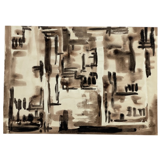 Jackson Pollock Signed Watercolor Painting, 15.5" x 11", Signed Lower Right