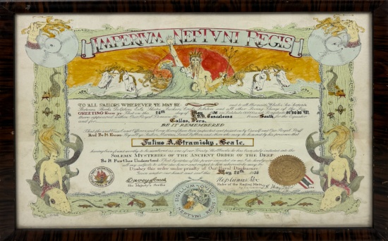 Ceremonial Certificate of The Ancient Order of The Deep, Issued to Julius A. Stramisky