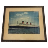 Vintage Colorized Printing of the RMS Queen Mary