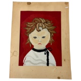 Vintage Lithograph Print Of Young Girl Signed By Jun Ichiro Sekino On The Bottom Right, Limited edit