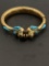 Ancient Islamic Bird Turquoise Cuff Bracelet Mixed Metal