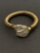 Ancient Greek Roman Carved Stone Ram Head Cuff Bracelet Mixed Metal