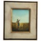 Josef Baier - Signed Oil on Wood Panel Scarecrow in Field Painting