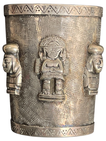 Antique Peruvian Sterling Silver Cuff Bracelet