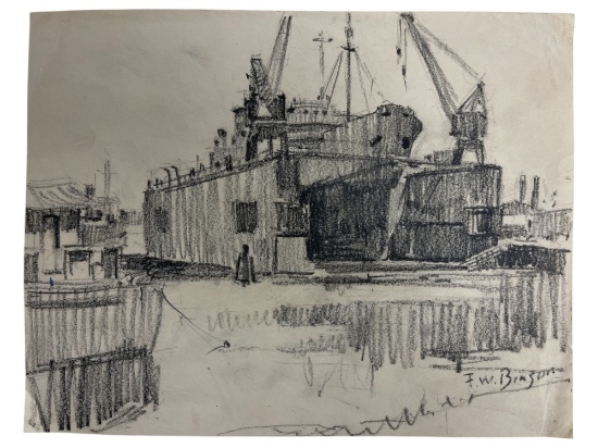 Frank Weston Benson (1862-1951) - Signed Pencil Maritime Art Drawing