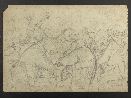John Tenniel (1820-1914) Sketch On Paper Signed Lower Left