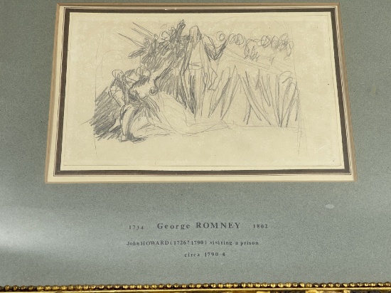 George Romney (1734-1802) - John Howard Visiting a Prison c. 1790-4 Pencil Drawing