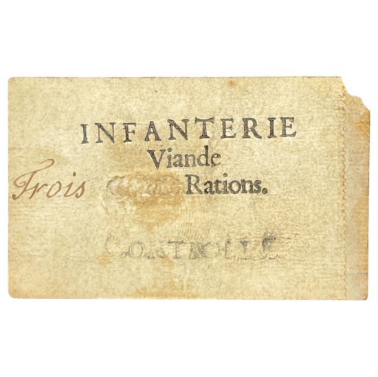 Antique French Infanterie Viande Ration Card