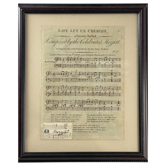 Wolfgang Amadeus Mozart (1756-1791) Signed Cut Signature W/ Music Notes