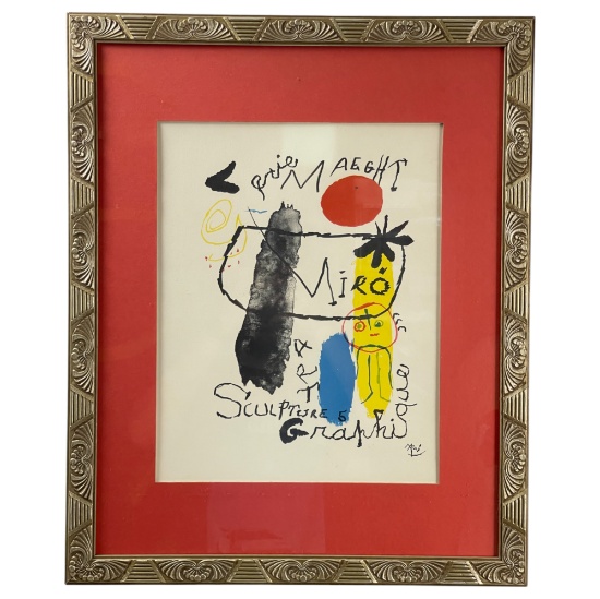 Joan MirÃ³ (Spanish 1893-1983) Galerie Maeght Silkscreen 18"X22" Framed