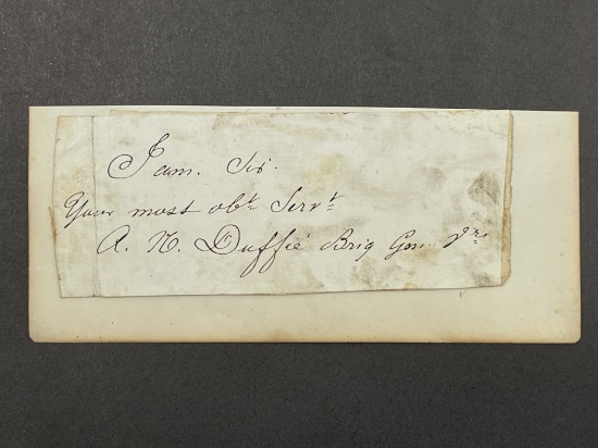 Alfred Napoleon Duffie (1833-1880) US Civil War Union Army Brigadier General Cut Signature