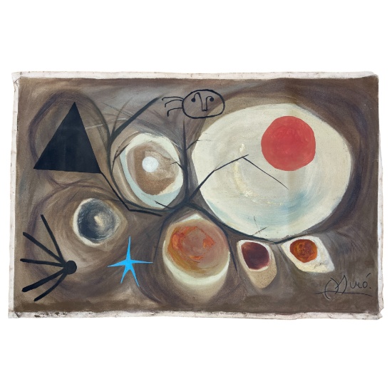 Joan Miro (1893-1983) Signed Abstract Oil on Canvas