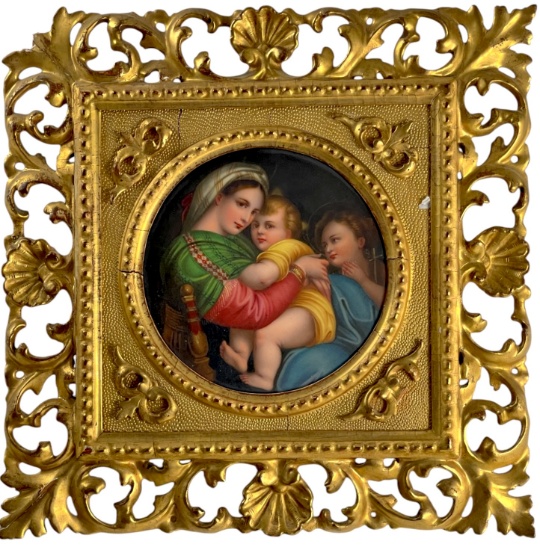 19th Century Italian Oil on Porcelain - Madonna of the Chair