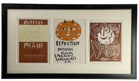 Original Pablo Picasso Triptych Exhibition Posters in Frame