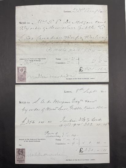 British Stock Market Ephemera Sale of India Goverment And Canadian Railway Stock Documents