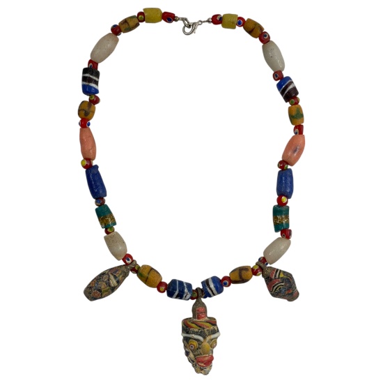 AN ANCIENT MOSAIC GLASS BEAD NECKLACE