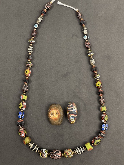 AN ANCIENT MOSAIC GLASS BEAD NECKLACE