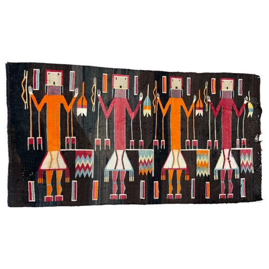 Vintage Rare Navajo Yei Rug â€“ Native American Textile