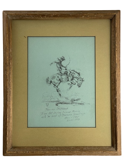 Olaf Wieghorst - "A Much Needed repose" 1959 Ink on Paper, Signed