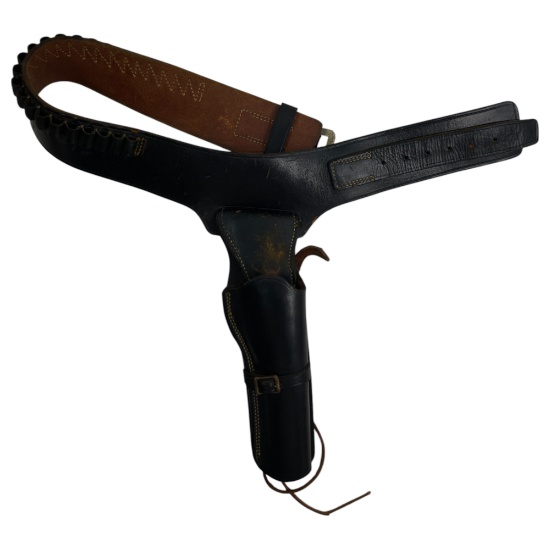 Vintage Alfonso's of Hollywood Black Leather Gun Belt with Holster