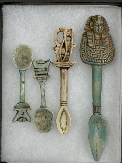 Ancient Egyptian Stone Carved Spoons Lot